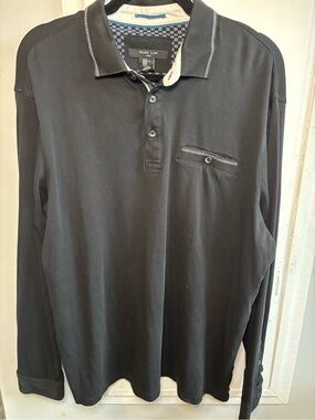Mark Law Long-Sleeve Polo Shirt in Black